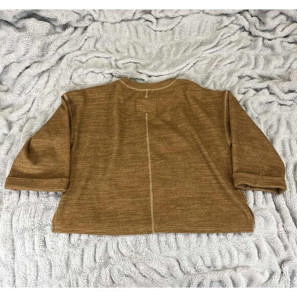 Blu Pepper Top Women XL Pullover Brown 3/4 Sleeve Knit Stretch Casual Sweater - Picture 2 of 6